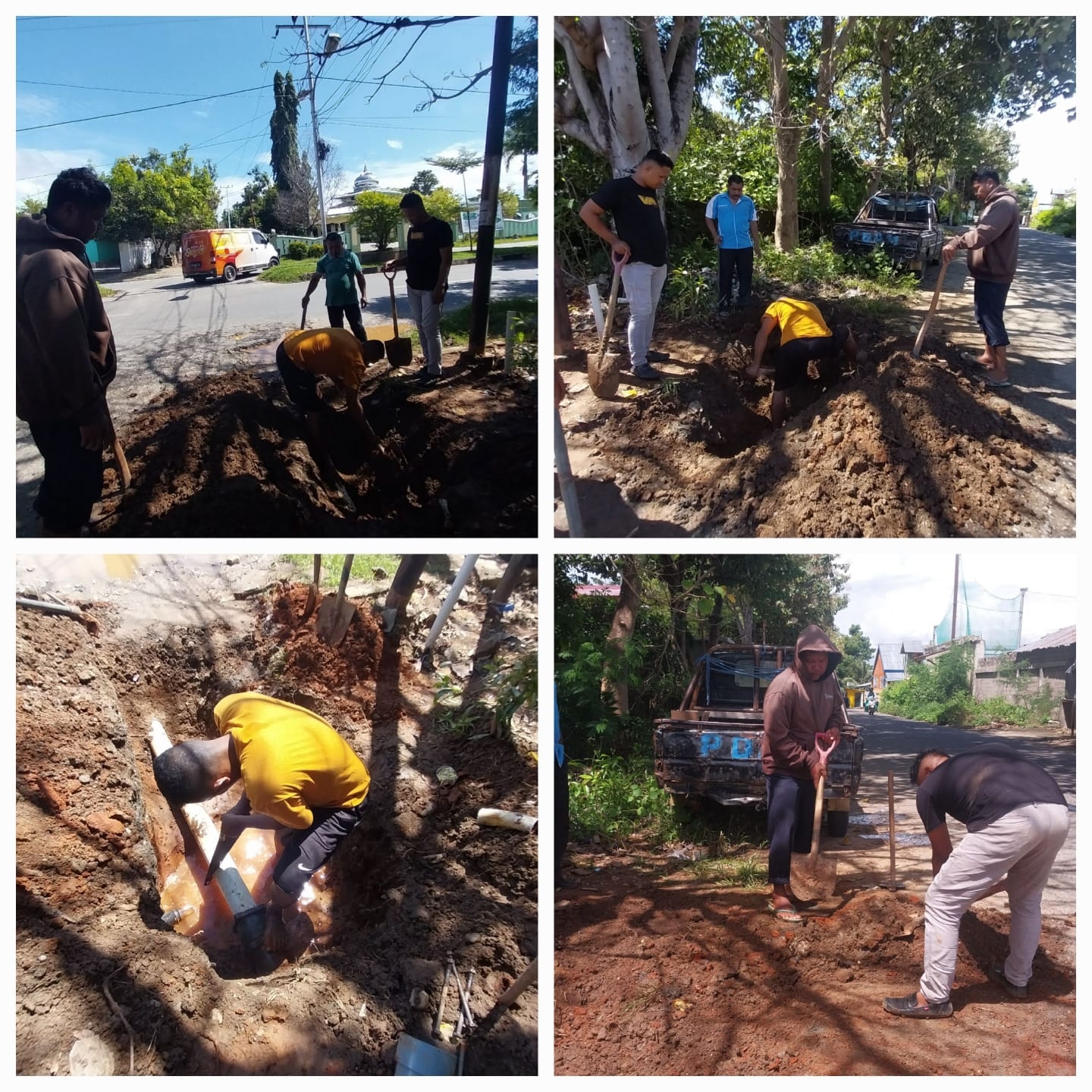 Pekerjaan perbaikan kebocoran pipa distribusi 6